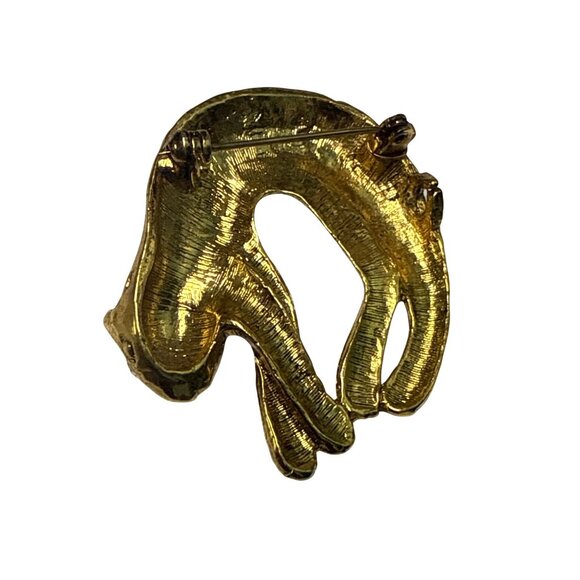 Gold-Tone Leopard Brooch Pin Vintage Style Textured Metal Animal Jewelry - Picture 3 of 6